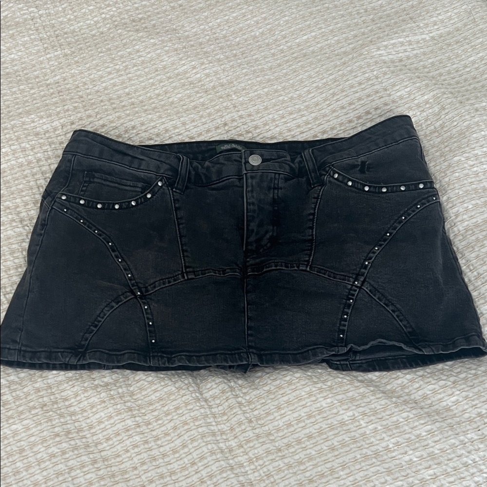 Wild Fable Black Denim Skort with Stud Accents